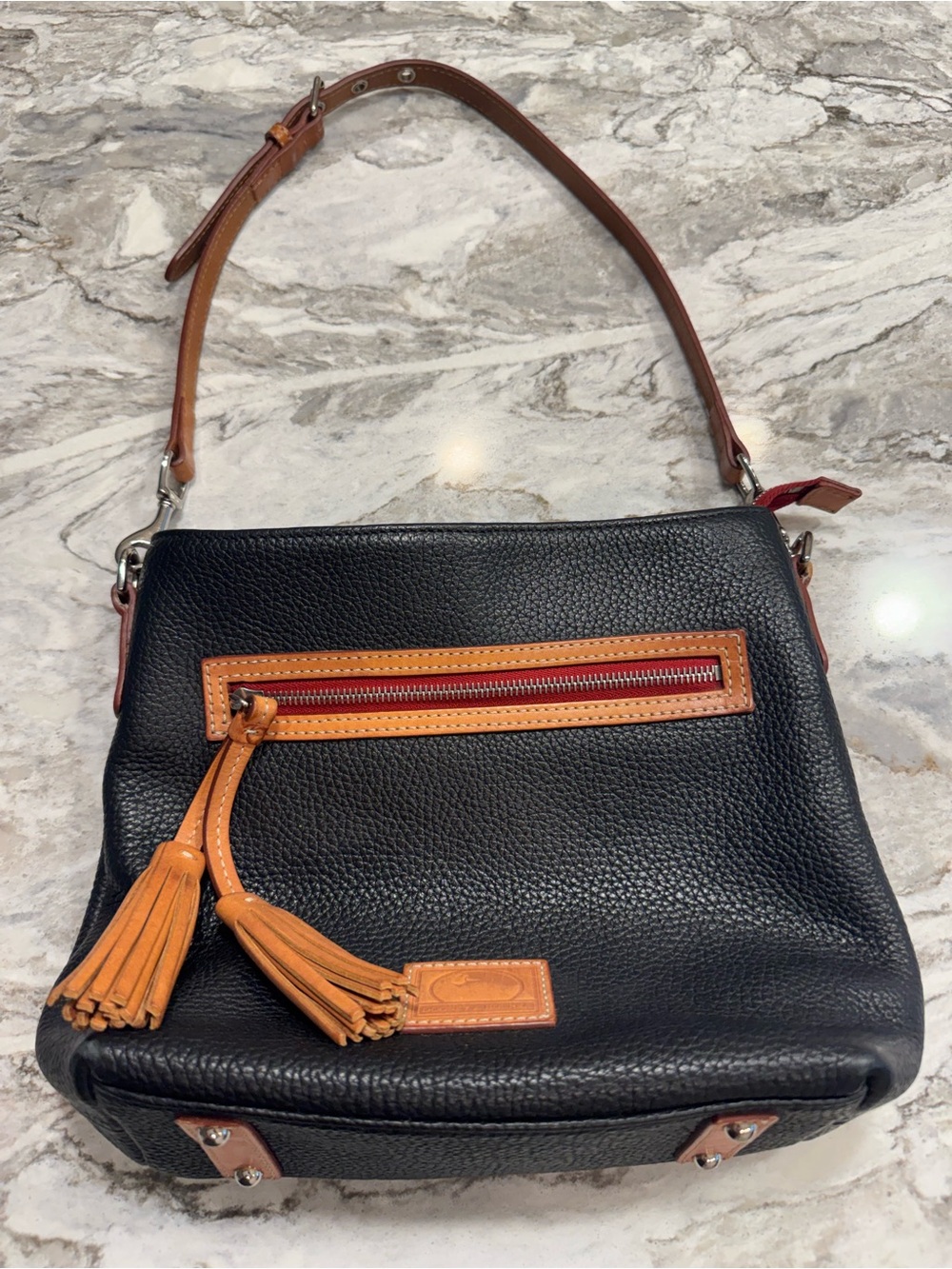 Dooney & Bourke Patterson Paige Sac Black Pebble Leather Hobo Bag - Picture 2 of 15